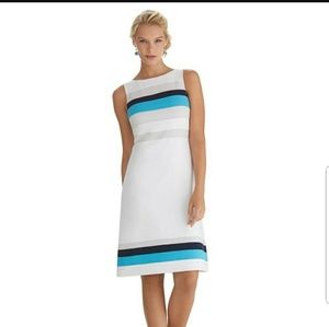 WHBM new white and multi blue dress NWT